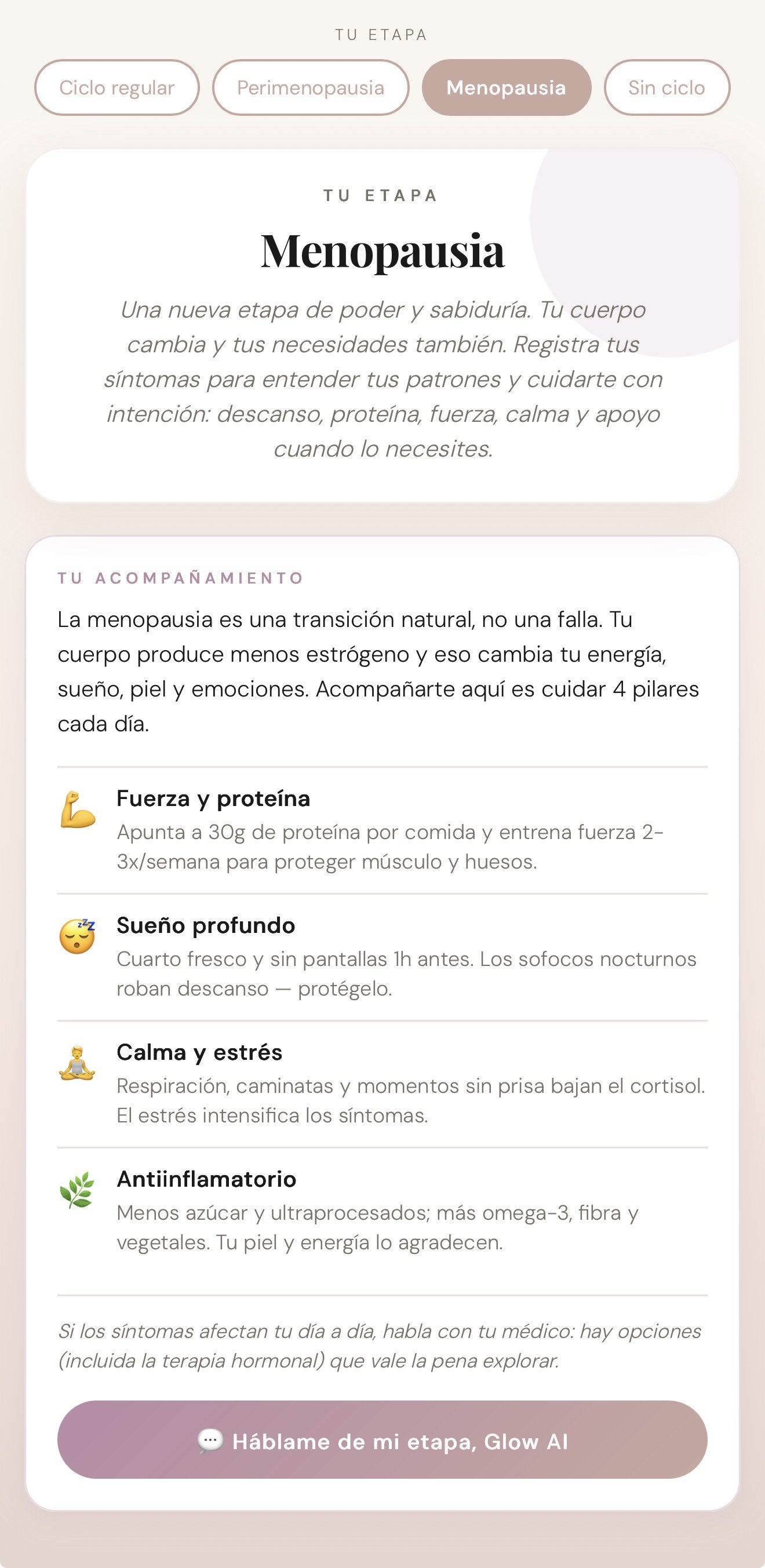 Glow Up With IA, menopausia y perimenopausia