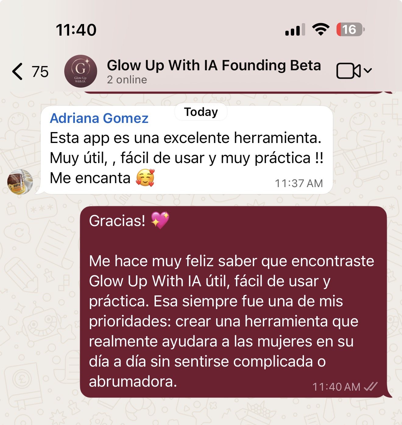 Reseña real de Adriana sobre Glow Up With IA